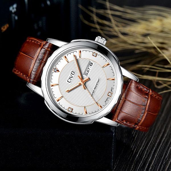 wristwatches civo mens watches waterproof analogue watch for man business casual genuine leather gents date calendar reloj de hombre, Slivery;brown
wristwatches civo mens watches waterproof analogue watch for man business casual genuine leather gents date calendar reloj de hombre, Slivery;brown