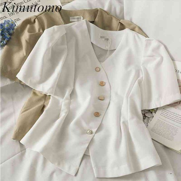 kimutomo irregular breasted blouse women french style v-neck slim short sleeve shirt summer all matching solid korean 210521, White
kimutomo irregular breasted blouse women french style v-neck slim short sleeve shirt summer all matching solid korean 210521, White