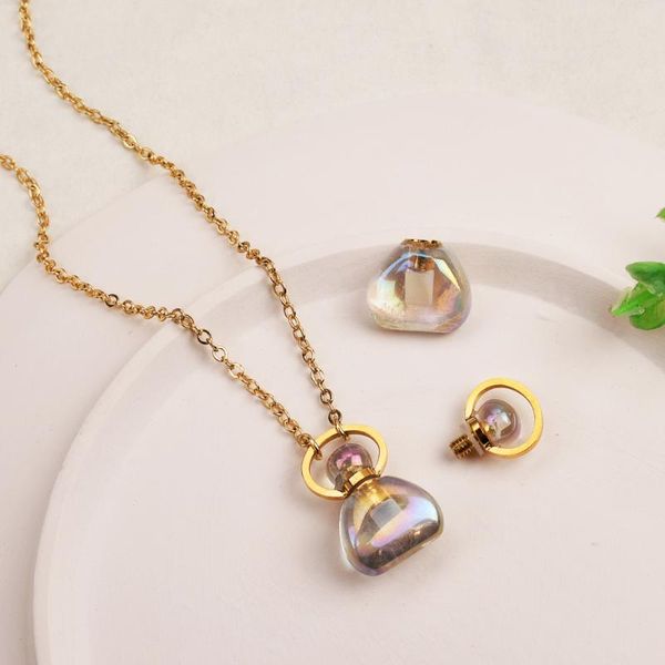 pendant necklaces gold plated aura crystal white quartz perfume bottle diffuser necklace essential oil for women, Silver
pendant necklaces gold plated aura crystal white quartz perfume bottle diffuser necklace essential oil for women, Silver