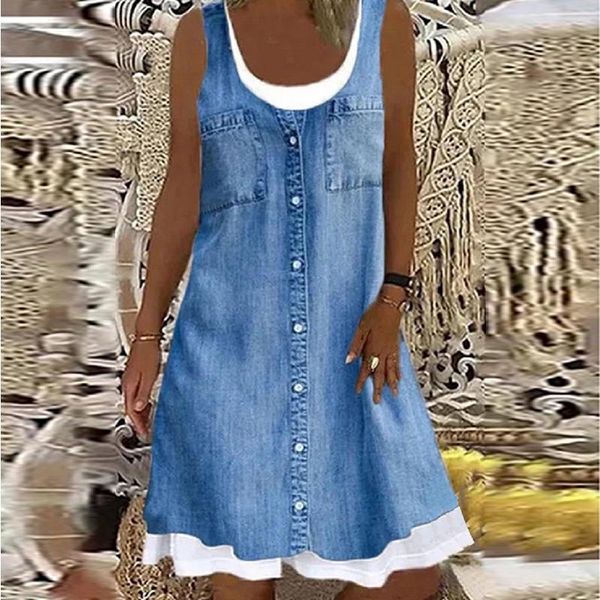 casual dresses summer women loose denim style dress oversized 4xl round neck solid beach lady sleeveless hollow outdoor slim, Black;gray
casual dresses summer women loose denim style dress oversized 4xl round neck solid beach lady sleeveless hollow outdoor slim, Black;gray