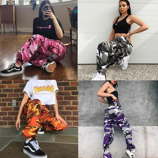 women camo cargo high waist hip hop trousers pants military army combat camouflage long capris streetwear for girl women's &, Black;white
women camo cargo high waist hip hop trousers pants military army combat camouflage long capris streetwear for girl women's &, Black;white
