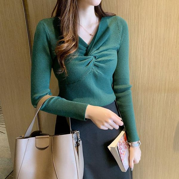 women's sweaters fall 2021 slim knitwear long-sleeved v-neck sweater thin bottoms, White;black
women's sweaters fall 2021 slim knitwear long-sleeved v-neck sweater thin bottoms, White;black