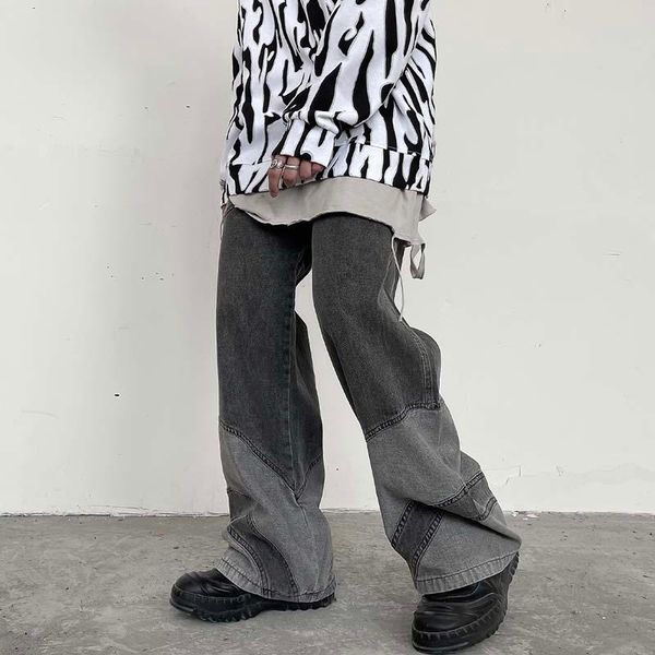 men's jeans color contrast spliced frayed casual for men and women straight loose washed denim trousers oversize hip hop baggy pants, Blue
men's jeans color contrast spliced frayed casual for men and women straight loose washed denim trousers oversize hip hop baggy pants, Blue