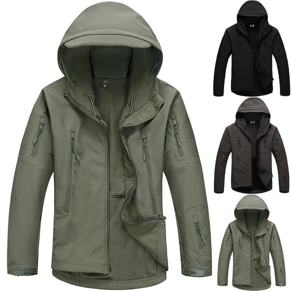 men's jackets autumn/winter outdoor soft shell fleece hooded pocket rashers jacket hunting suit, Black;brown
men's jackets autumn/winter outdoor soft shell fleece hooded pocket rashers jacket hunting suit, Black;brown