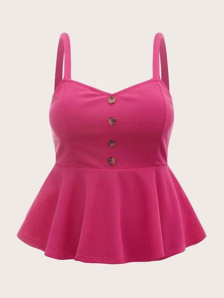 plus button front striped peplum cami t82i#, Black
plus button front striped peplum cami t82i#, Black