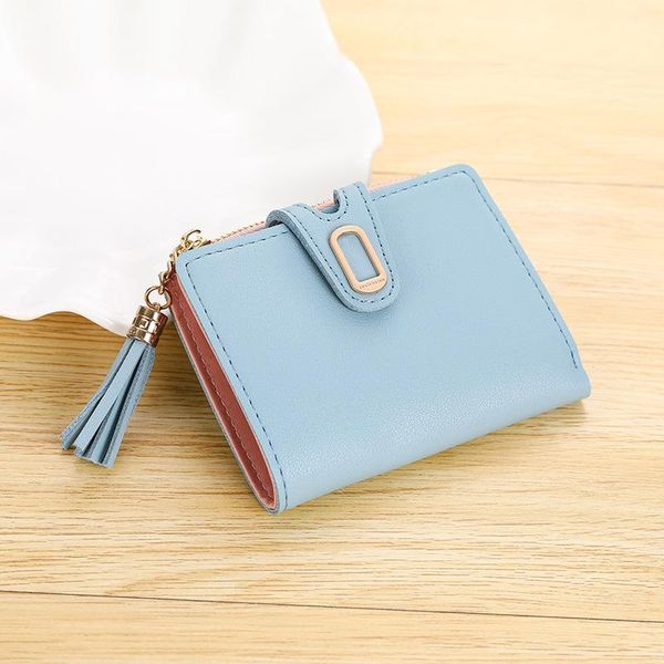 korean version short small fresh lady's purse solid color buckle tassel mini women's card bag zero wallet hand, White
korean version short small fresh lady's purse solid color buckle tassel mini women's card bag zero wallet hand, White