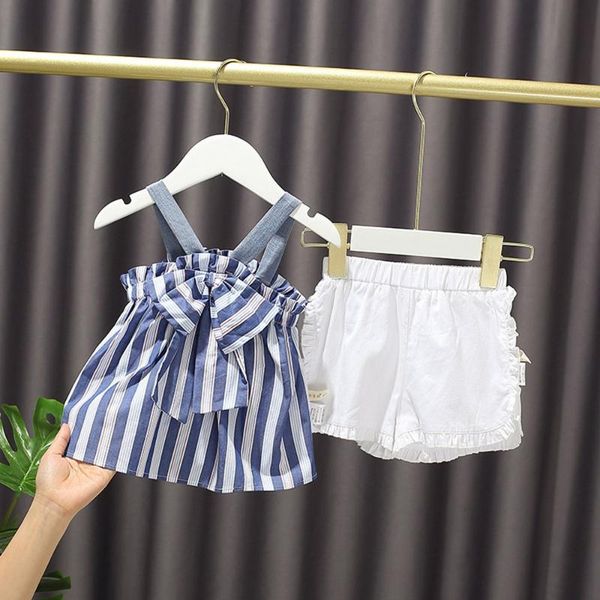 girls 2pcs princess clothes set infants baby kids children 2021 summer spaghetti striped blouse+shorts pants outfit s12313 clothing set, White
girls 2pcs princess clothes set infants baby kids children 2021 summer spaghetti striped blouse+shorts pants outfit s12313 clothing set, White