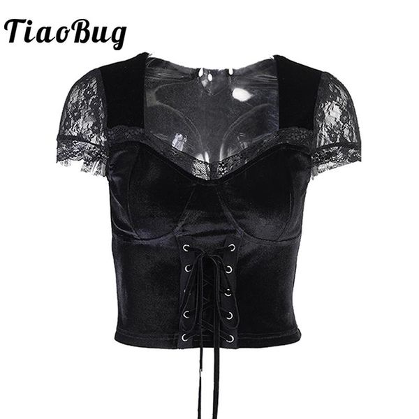 black lace t-shirts women summer short sleeve bandage crop e girl female punk gothic grunge clothes streetwear women's t-shirt, White
black lace t-shirts women summer short sleeve bandage crop e girl female punk gothic grunge clothes streetwear women's t-shirt, White