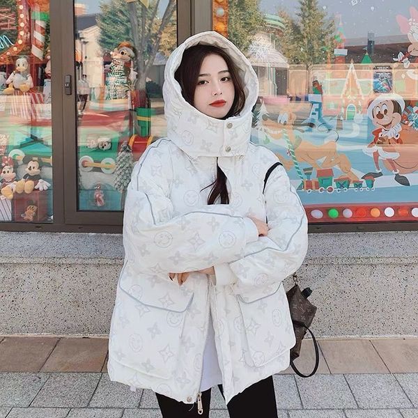 new hooded thickenedr bright luminous printed down jacket korean fashion loose short, Black
new hooded thickenedr bright luminous printed down jacket korean fashion loose short, Black