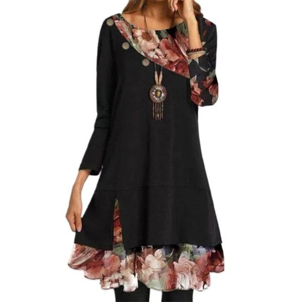 casual dresses 2021 women summer flower print patchwork round neck long sleeve plus size dress, Black;gray
casual dresses 2021 women summer flower print patchwork round neck long sleeve plus size dress, Black;gray