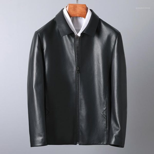 men's leather & faux sheepskin breasted lapel jacket business autumn winter windbreaker coat, Black
men's leather & faux sheepskin breasted lapel jacket business autumn winter windbreaker coat, Black