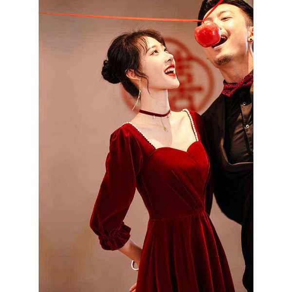 luxury street style dresses toast bride 2021 wedding small man can wear spring autumn engagement and women's back door with long sleev, Black;pink
luxury street style dresses toast bride 2021 wedding small man can wear spring autumn engagement and women's back door with long sleev, Black;pink
