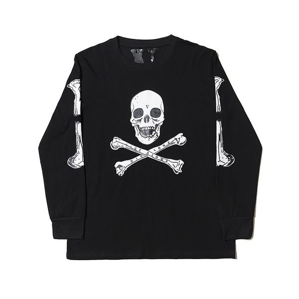 fashion brand long sleeve t-shirt big v skull print casual versatile fashion loose zp3, White;black 
fashion brand long sleeve t-shirt big v skull print casual versatile fashion loose zp3, White;black