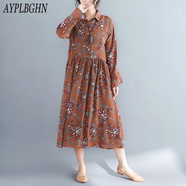 tide woman spring autumn long paragraph loose art vintage floral shirt dress cotton & linen plus size lady print casual dresses, Black;gray
tide woman spring autumn long paragraph loose art vintage floral shirt dress cotton & linen plus size lady print casual dresses, Black;gray