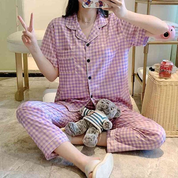 korean plaid print pajamas womens sleepwears set summer lovely button lapels girls nightwear loose casual short sleeve and long, Black;red
korean plaid print pajamas womens sleepwears set summer lovely button lapels girls nightwear loose casual short sleeve and long, Black;red
