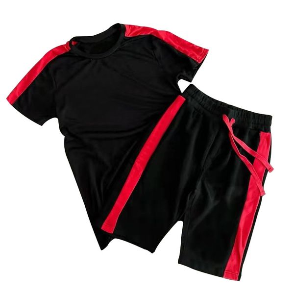 new striped splicing contrast color men's capris leisure suit fitness short sleeve, Black
new striped splicing contrast color men's capris leisure suit fitness short sleeve, Black