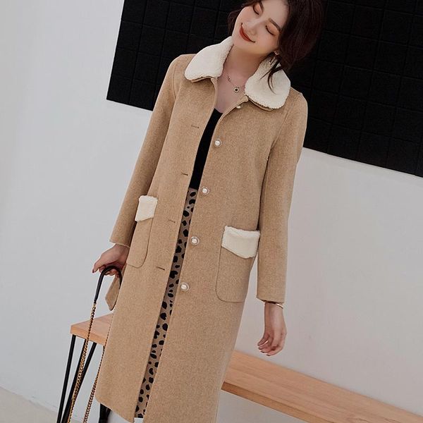 women's wool & blends smpevrg lady long coat women with waist turn-down collar female sleeve thick warm overcoat jackets outwear, Black
women's wool & blends smpevrg lady long coat women with waist turn-down collar female sleeve thick warm overcoat jackets outwear, Black