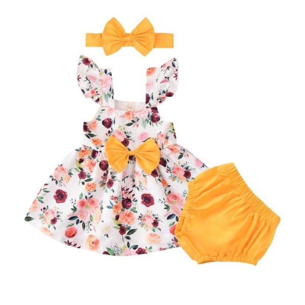 3pcs born baby girl clothes set cotton floral print ruffle sleeve princess dress +triangle shorts+ bowknot headband clothing sets, White
3pcs born baby girl clothes set cotton floral print ruffle sleeve princess dress +triangle shorts+ bowknot headband clothing sets, White