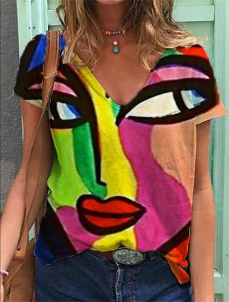 women's t-shirt product spot 2021 pullover v-neck figure print short sleeve loose, White
women's t-shirt product spot 2021 pullover v-neck figure print short sleeve loose, White