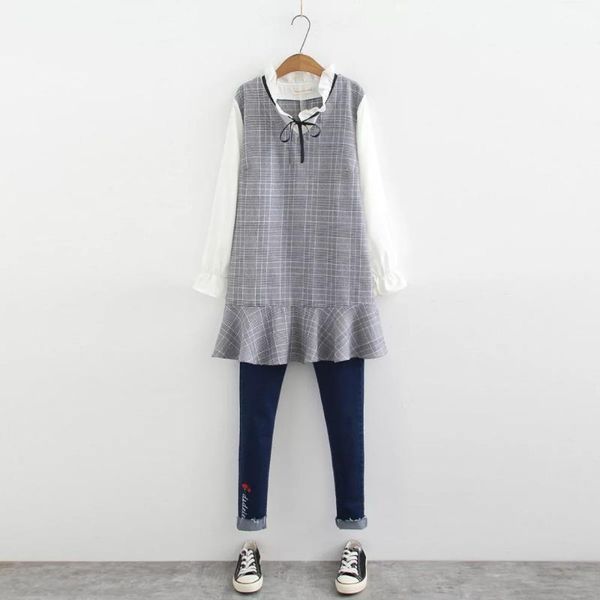 women's blouses & shirts ubetoku 2021spring women shirt dress sweet ribbon bow plaid patchwork ruffles sweater plus size office lady cl, White
women's blouses & shirts ubetoku 2021spring women shirt dress sweet ribbon bow plaid patchwork ruffles sweater plus size office lady cl, White