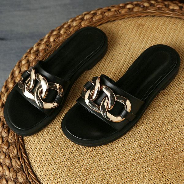 slippers women punk metal decoration low heels sandals genuine leather summer party basic shoes woman, Black
slippers women punk metal decoration low heels sandals genuine leather summer party basic shoes woman, Black