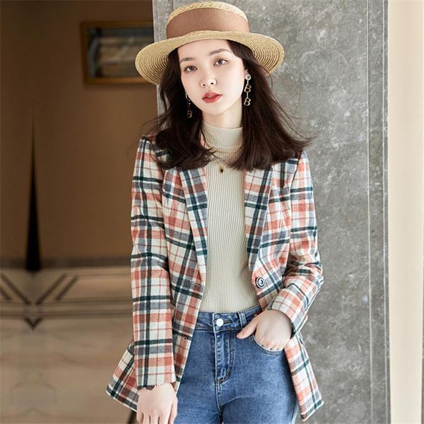 women's suits & blazers street plaid blazer spring and autumn korean style british design sense casual temperament small tailored suit, White;black
women's suits & blazers street plaid blazer spring and autumn korean style british design sense casual temperament small tailored suit, White;black