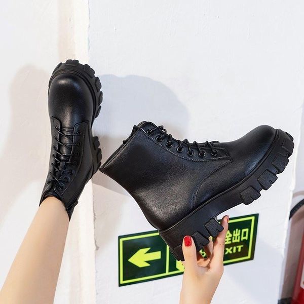 women ankle boots platform round toe 5cm heel lace up and zip fashion shoes for woman botas mujer plus size 41 42 43, Black
women ankle boots platform round toe 5cm heel lace up and zip fashion shoes for woman botas mujer plus size 41 42 43, Black