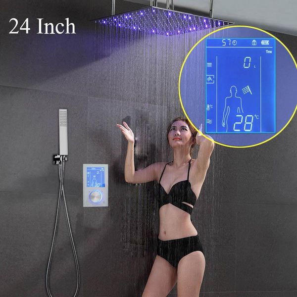 fashion led display shower thermostatic set smart mixer faucet concealed wall 24/20 panel rainfall handheld spout bathroom sets
fashion led display shower thermostatic set smart mixer faucet concealed wall 24/20 panel rainfall handheld spout bathroom sets