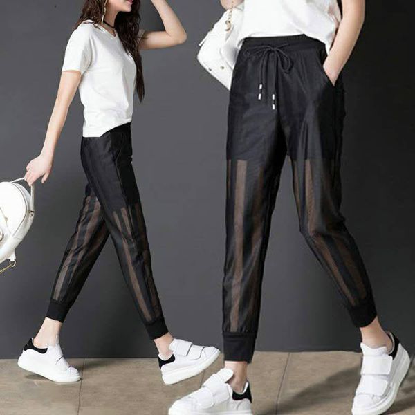 women's pants & capris 2021 summer women joggers harem black transparent sun protection female high waist loose casual trouser fy86, Black;white
women's pants & capris 2021 summer women joggers harem black transparent sun protection female high waist loose casual trouser fy86, Black;white