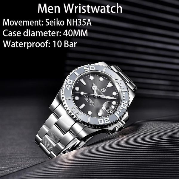 wristwatches relogio pagrne design men's mechanical watch 100m waterproof stainless steel sapphire glass automatic watches 40mm reloj h, Slivery;brown
wristwatches relogio pagrne design men's mechanical watch 100m waterproof stainless steel sapphire glass automatic watches 40mm reloj h, Slivery;brown