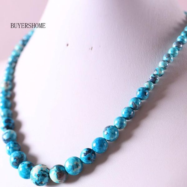 pendant necklaces without tags natural blue stones round beads necklace 18" 1pcs re090, Silver 
pendant necklaces without tags natural blue stones round beads necklace 18" 1pcs re090, Silver