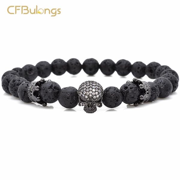 link, chain cfbulongs fashion natural beaded men jewelry micro dense inlaid cz zircon skull black lava stone elastic bracelet
link, chain cfbulongs fashion natural beaded men jewelry micro dense inlaid cz zircon skull black lava stone elastic bracelet