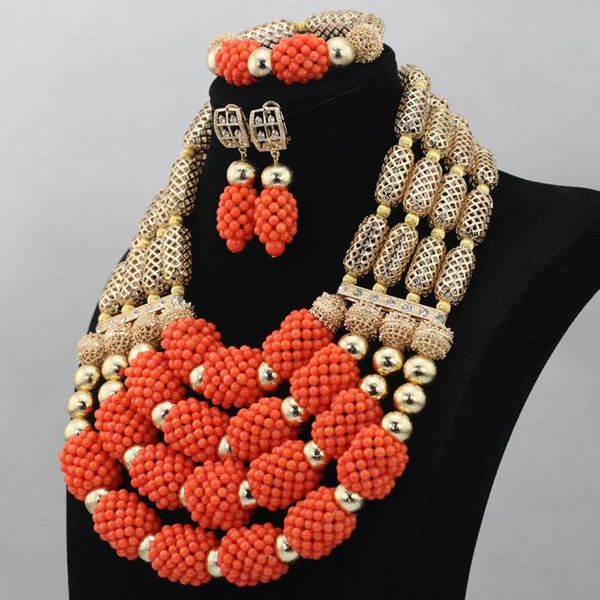 wedding jewelry sets fashion african party bridal orange 4 rows coral beads necklace accessory cj743, Slivery;golden
wedding jewelry sets fashion african party bridal orange 4 rows coral beads necklace accessory cj743, Slivery;golden