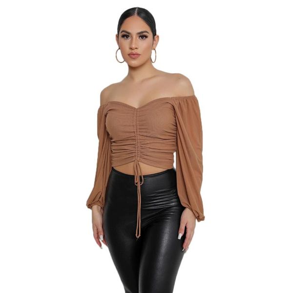 women's blouses & shirts spring summer blusa mujer womens fashion woman crop long sleeve slash neck, White
women's blouses & shirts spring summer blusa mujer womens fashion woman crop long sleeve slash neck, White