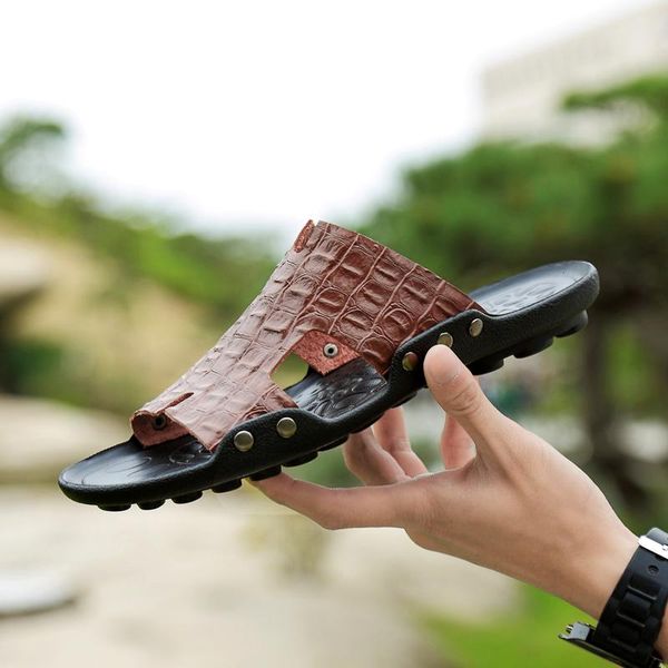 big size 37-47 slides mens sandal luxury leather slippers for summer casual sandals slip on lightweight breathable, Black
big size 37-47 slides mens sandal luxury leather slippers for summer casual sandals slip on lightweight breathable, Black
