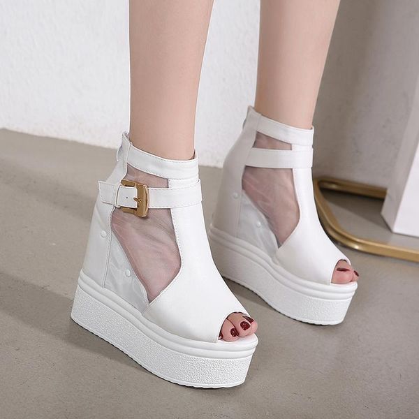 slippers 14cm wedge super high heels fish mouth sandals inner heightening platform waterproof mesh, Black
slippers 14cm wedge super high heels fish mouth sandals inner heightening platform waterproof mesh, Black