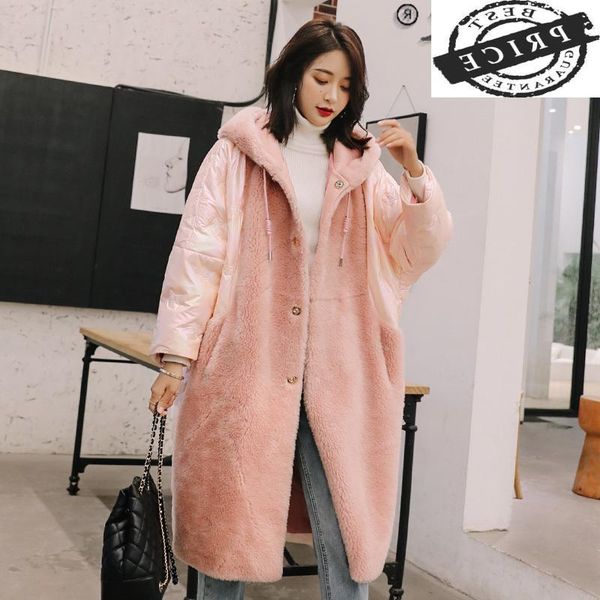 women's fur & faux long real coat female 100% wool jacket woman winter clothes women warm hooded down jackets korean 2021 ropa de mujer, Black 
women's fur & faux long real coat female 100% wool jacket woman winter clothes women warm hooded down jackets korean 2021 ropa de mujer, Black