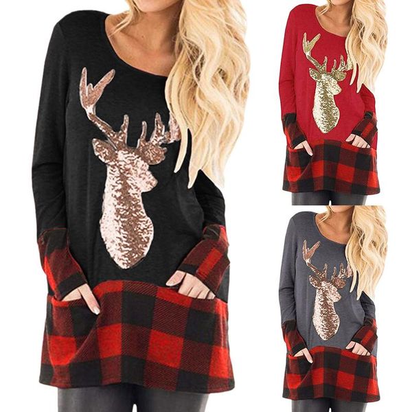 women's t-shirt womens casual t-shirts antler printing plaid splice hem long sleeve cute tunic autumn winter shirts sweater female #t1, White
women's t-shirt womens casual t-shirts antler printing plaid splice hem long sleeve cute tunic autumn winter shirts sweater female #t1, White