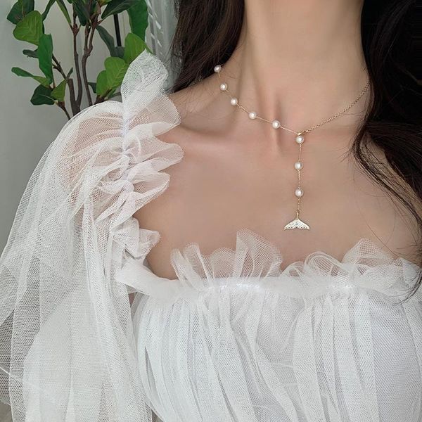 pendant necklaces french romantic elegant pearl chain beauty fishtail necklace for woman fashion korean jewelry party lady clavicle, Silver
pendant necklaces french romantic elegant pearl chain beauty fishtail necklace for woman fashion korean jewelry party lady clavicle, Silver