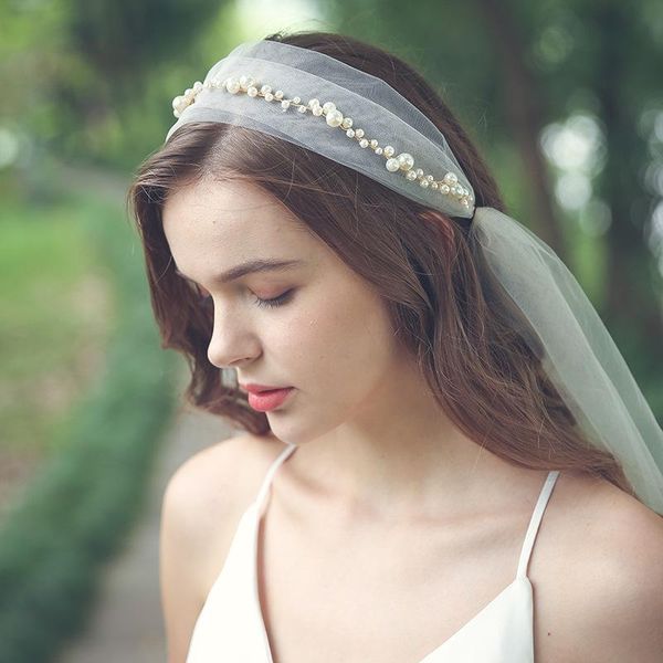 bridal veils simple pearls veil wedding hair wreath handmade women headpiece accessories, Black
bridal veils simple pearls veil wedding hair wreath handmade women headpiece accessories, Black