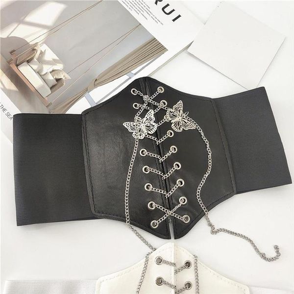 belts women's waist band butterfly metal chain adjustable seal elastic slimming girdle decorative corset belt, Black;brown
belts women's waist band butterfly metal chain adjustable seal elastic slimming girdle decorative corset belt, Black;brown