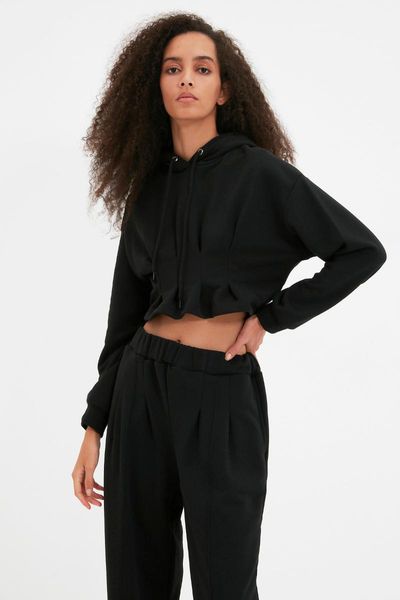 women's hoodies & sweatshirts trendyol hooded crop knitted slim sweatshirt twoaw22sw1881, Black
women's hoodies & sweatshirts trendyol hooded crop knitted slim sweatshirt twoaw22sw1881, Black