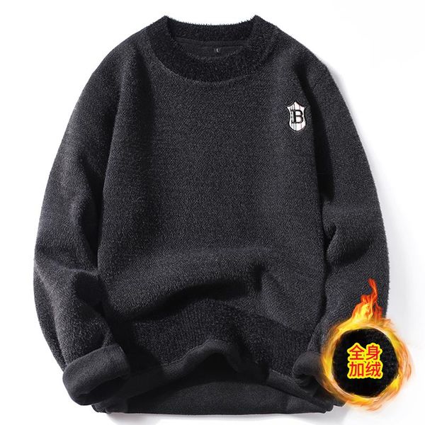 men's sweaters autumn and winter round neck pullover hoodie loose knit fleece thick warm wool sweater clothes, White;black
men's sweaters autumn and winter round neck pullover hoodie loose knit fleece thick warm wool sweater clothes, White;black