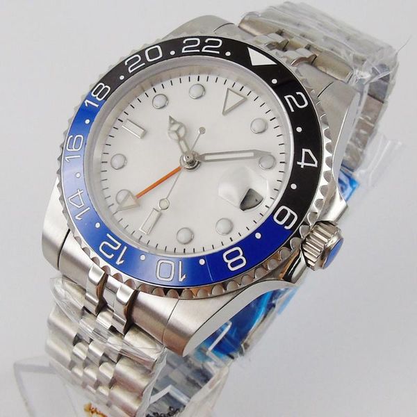 wristwatches 40mm white sterile dial ceramic bezel luminous date sapphire glass deployment gmt automatic movement mens wristwatch, Slivery;brown
wristwatches 40mm white sterile dial ceramic bezel luminous date sapphire glass deployment gmt automatic movement mens wristwatch, Slivery;brown