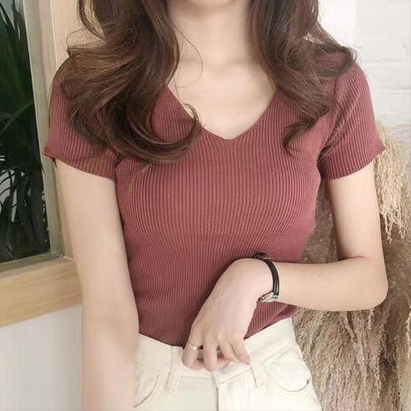 womens summer v neck women sweater short sleeve knitted slim female knitwear pullover wdc6536, White;black
womens summer v neck women sweater short sleeve knitted slim female knitwear pullover wdc6536, White;black