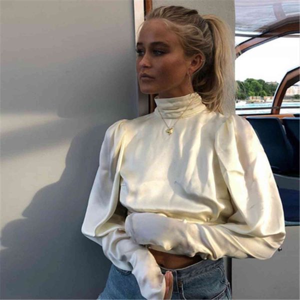 solid hollow out satin womens blouses backless turtleneck casual long sleeve office lady fashion s xl, White
solid hollow out satin womens blouses backless turtleneck casual long sleeve office lady fashion s xl, White