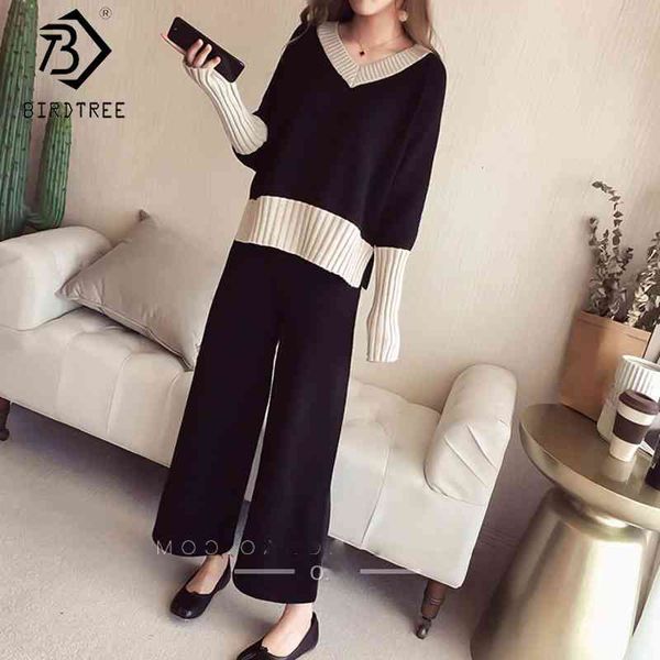 women knitting suits autumn winter two pieces set v-neck pullovers +elastic wide leg ankle-length pants s08214k 210419, White
women knitting suits autumn winter two pieces set v-neck pullovers +elastic wide leg ankle-length pants s08214k 210419, White