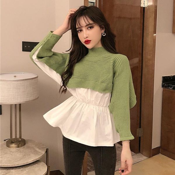 women's sweaters women autumn fake two-piece stitching waist hugging slim ruffled turtleneck long-sleeve knitwear pl537, White;black
women's sweaters women autumn fake two-piece stitching waist hugging slim ruffled turtleneck long-sleeve knitwear pl537, White;black