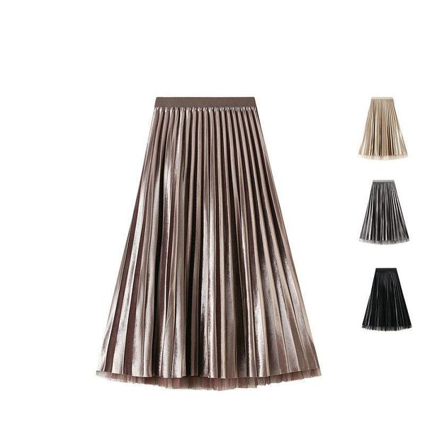 autumn & winter high waist slimming simple solid mesh long skirt fashionable double-sided pleated skirts, Black
autumn & winter high waist slimming simple solid mesh long skirt fashionable double-sided pleated skirts, Black