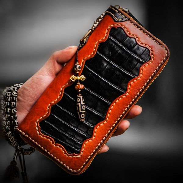 wallets women men handmade genuine leather crocodile skin purses man long clutch vegetable tanned wallet, Red;black
wallets women men handmade genuine leather crocodile skin purses man long clutch vegetable tanned wallet, Red;black